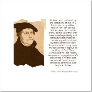 Martin Luther Quote "Here I stand" Posters and Art